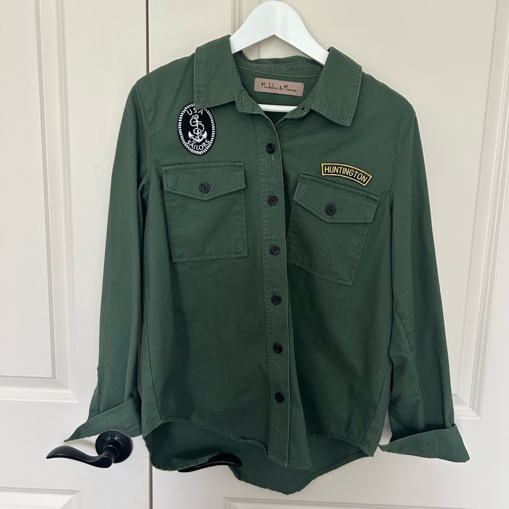 Madeline & Monroe Green Navy/Sailor Button-Up Jacket